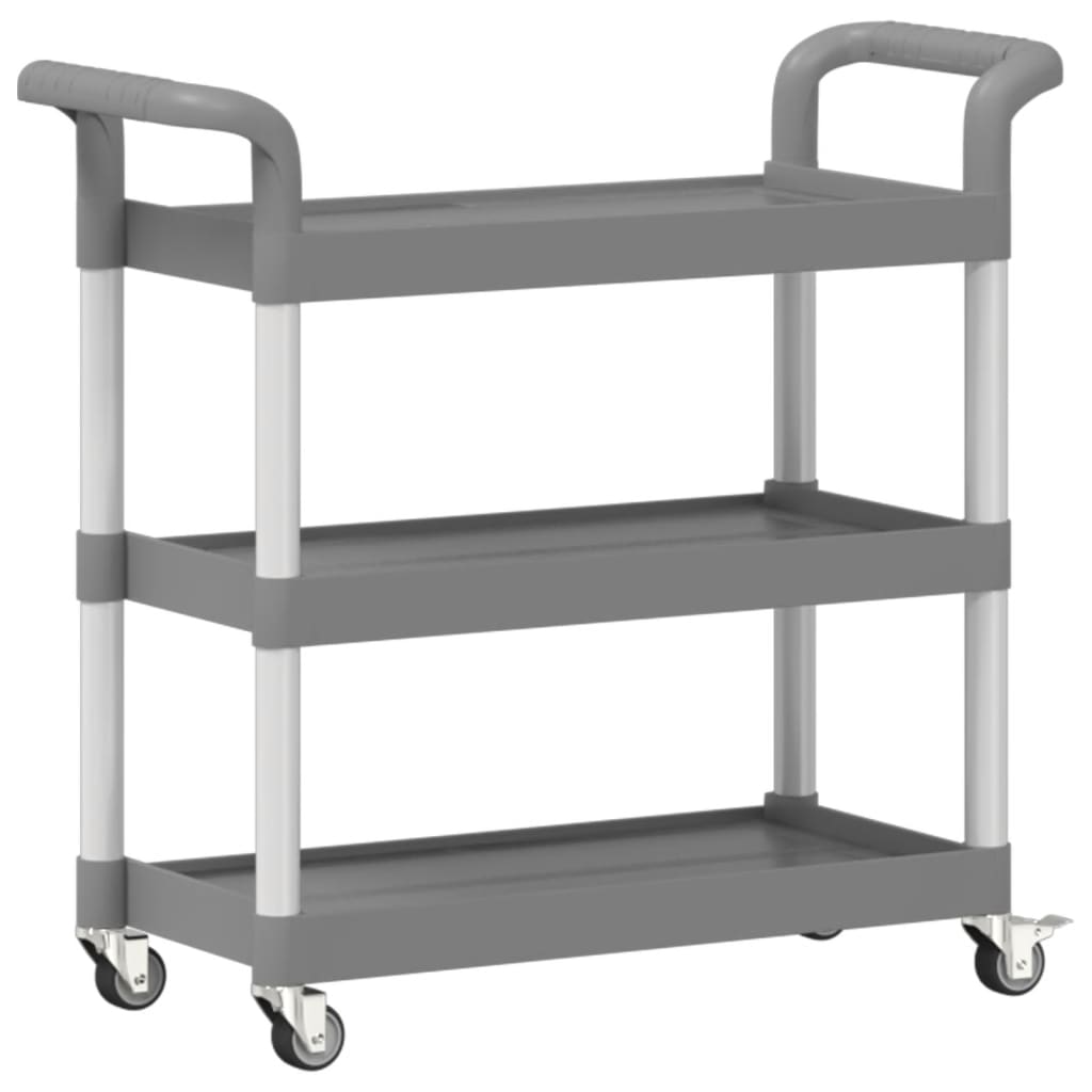 vidaXL Rollwagen mit 3 Etagen Grau 77x34x72 cm Aluminium - Image 6