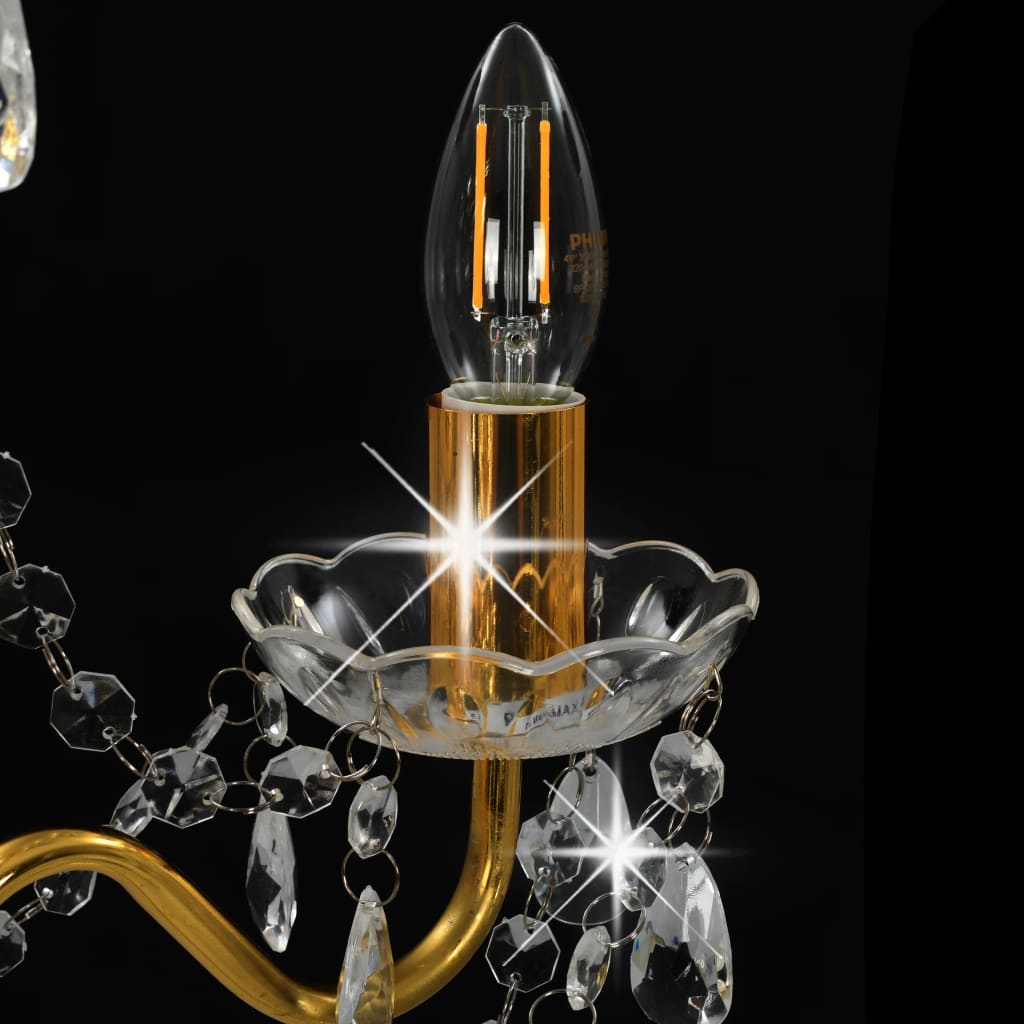 vidaXL Kronleuchter mit Perlen Goldfarben Rund 3×E14 - Image 6