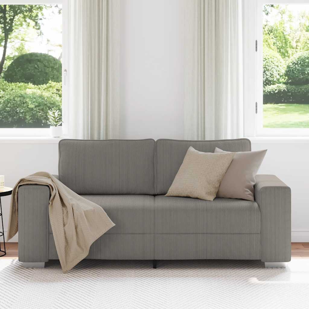 vidaXL Zweisitzer-Sofa Hellgrau 140 cm Cordstoff - Image 3