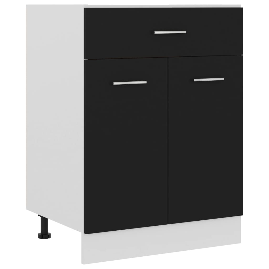 vidaXL Schubunterschrank Lyon Schwarz 60x46x81,5 cm Holzwerkstoff