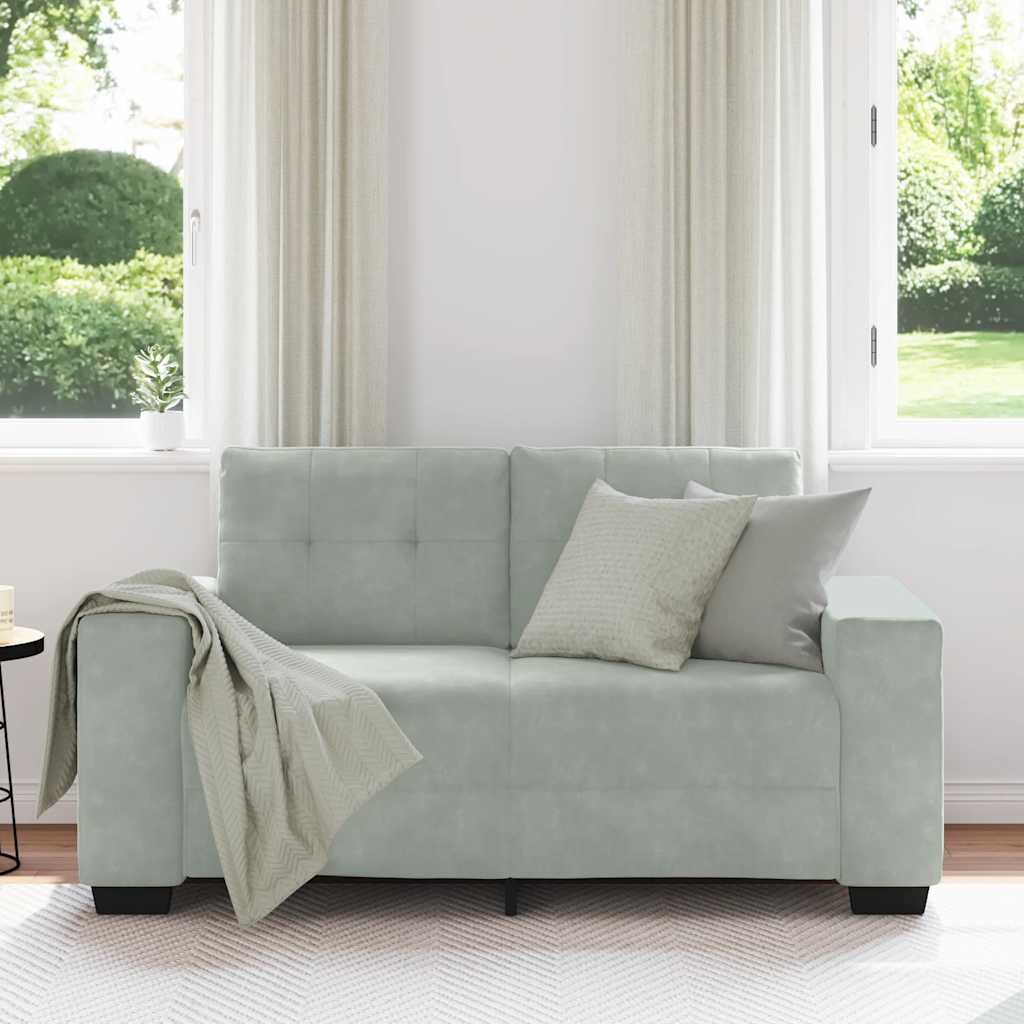 vidaXL Zweisitzer-Sofa Hellgrau 120 cm Samt - Image 3