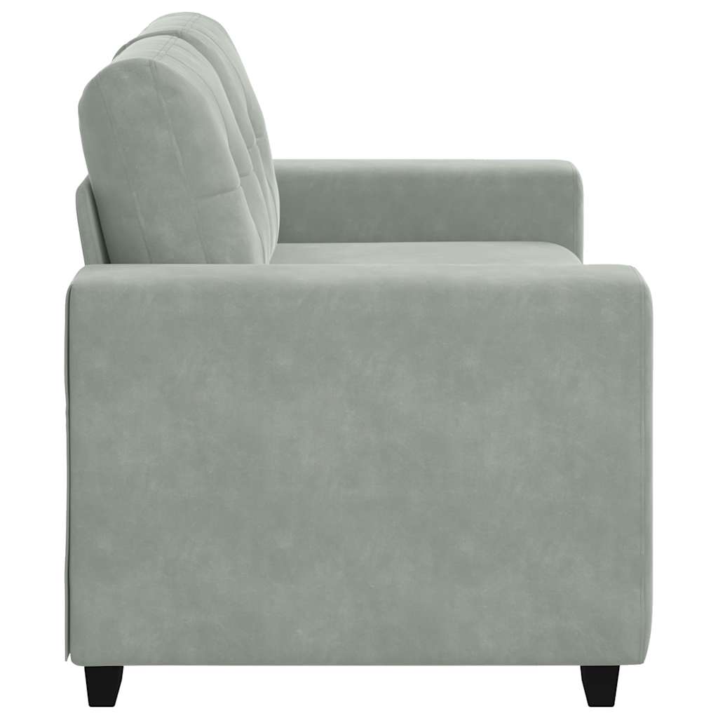 vidaXL Zweisitzer-Sofa Hellgrau 120 cm Samt - Image 5