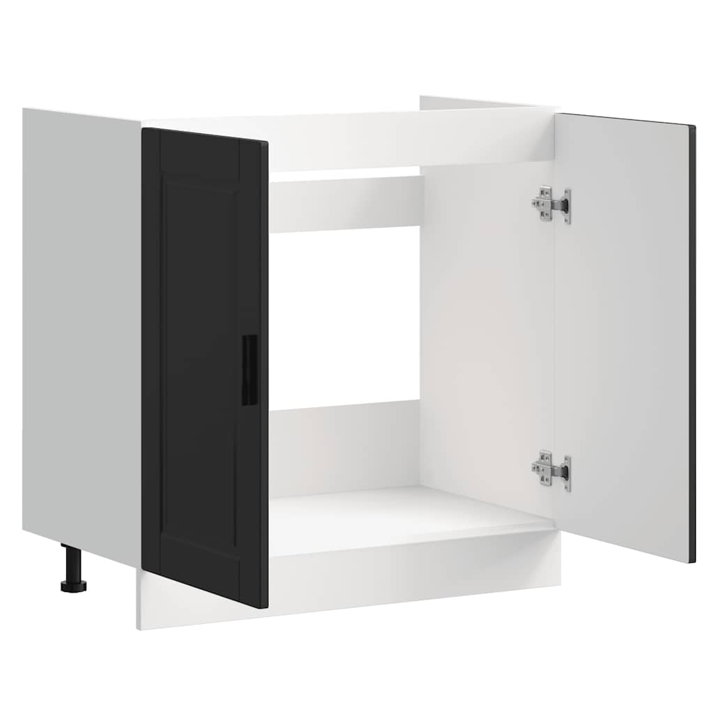 vidaXL Spülenunterschrank Porto Schwarz 80x46x81,5 cm Holzwerkstoff - Image 5