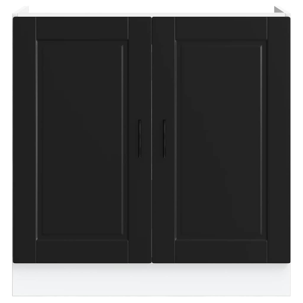vidaXL Spülenunterschrank Porto Schwarz 80x46x81,5 cm Holzwerkstoff - Image 4