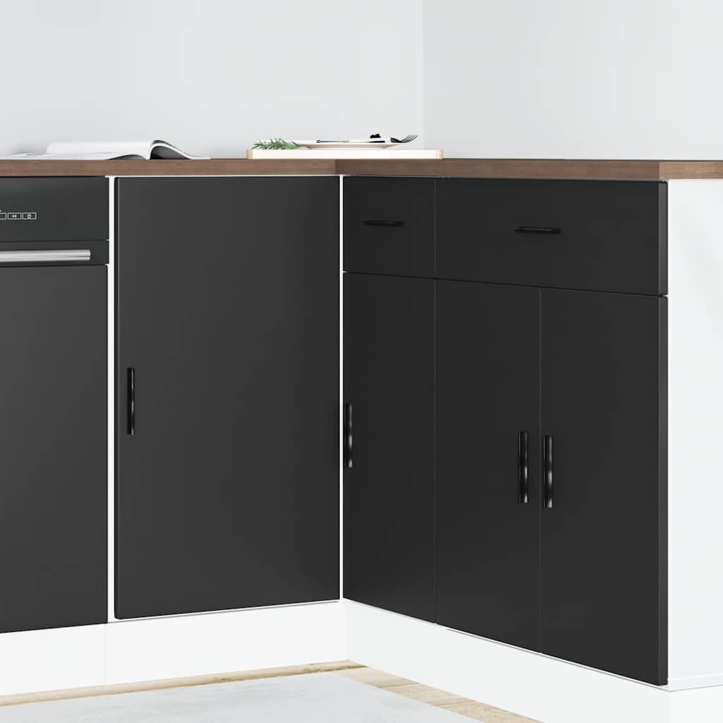 vidaXL Küchenunterschrank Lyon Schwarz Holzwerkstoff