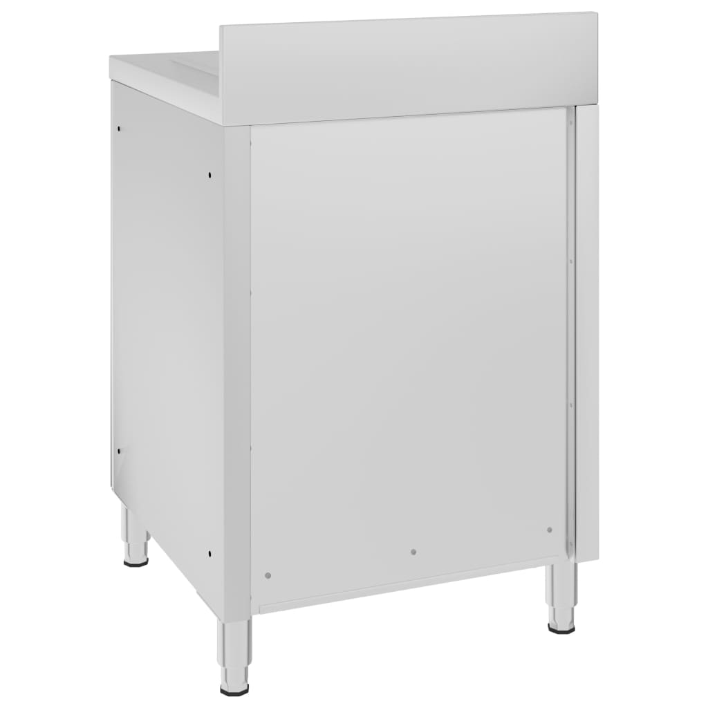 vidaXL Gastro-Küchenschrank mit Abtropffläche Edelstahl - Image 4