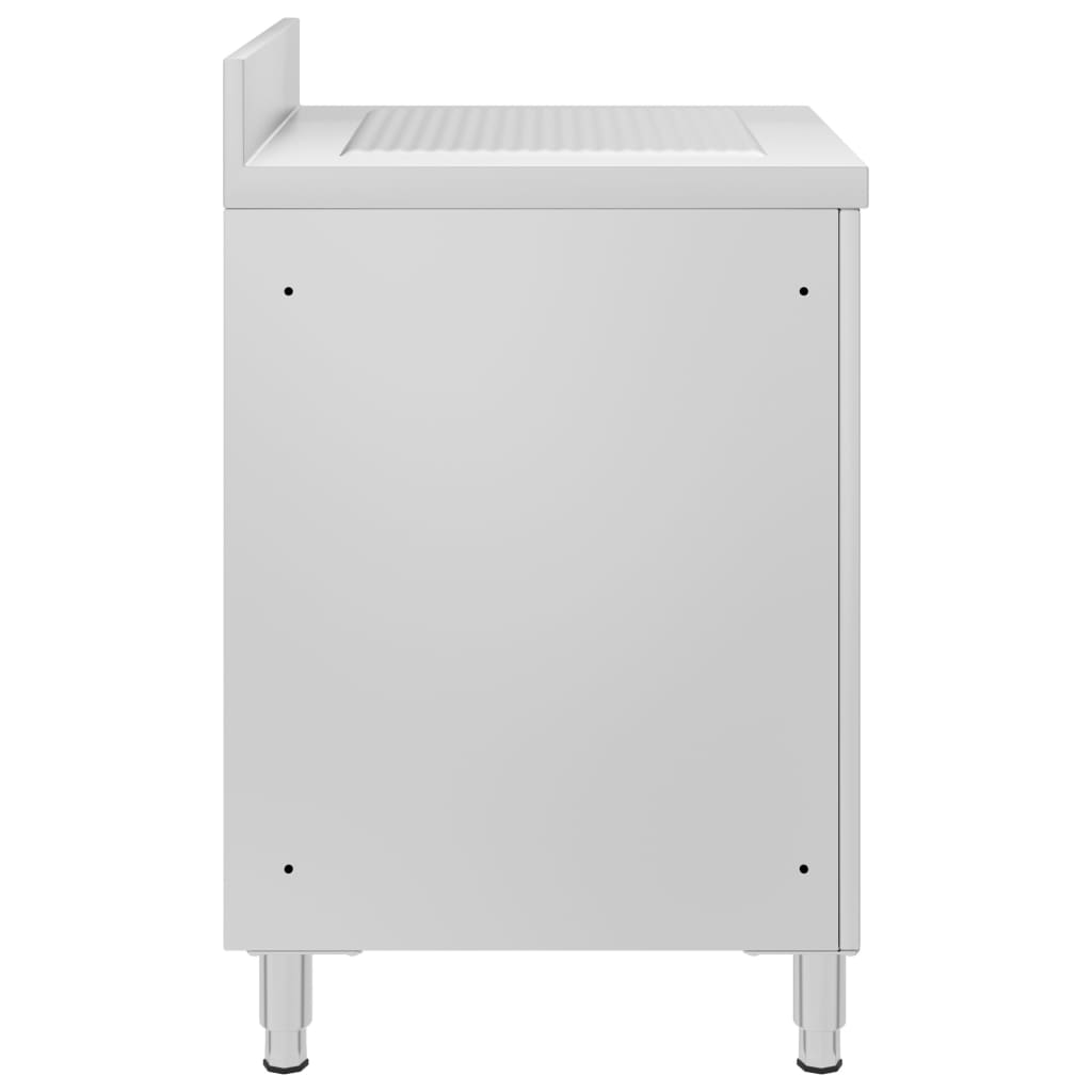 vidaXL Gastro-Küchenschrank mit Abtropffläche Edelstahl - Image 3