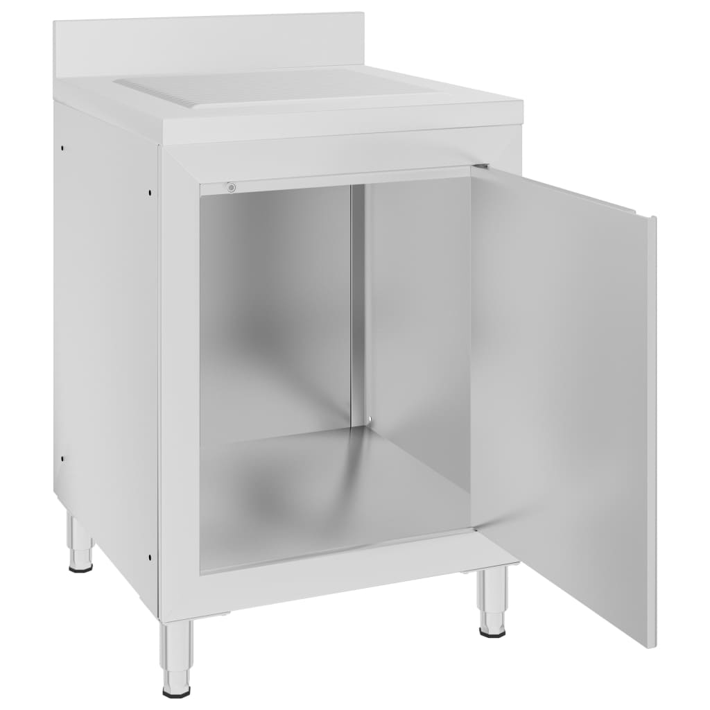 vidaXL Gastro-Küchenschrank mit Abtropffläche Edelstahl - Image 6