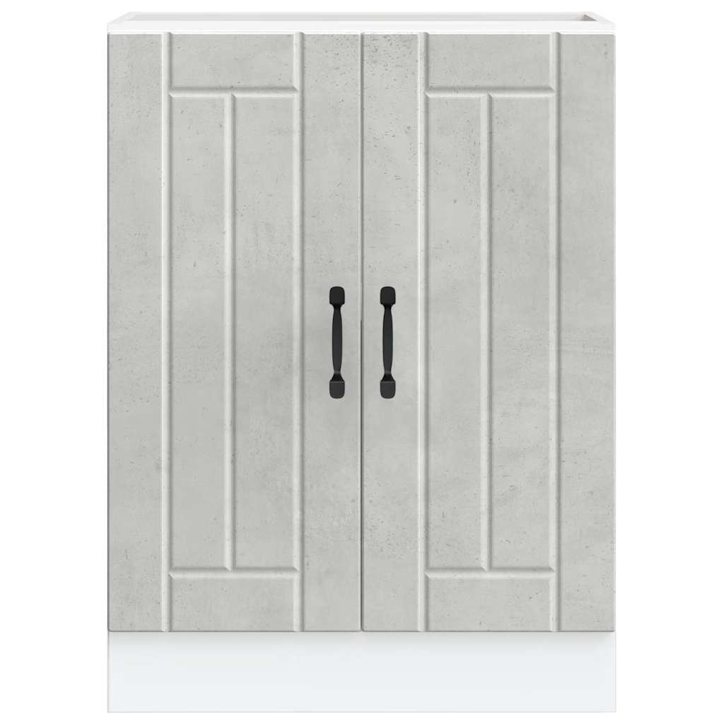 vidaXL Spülenunterschrank Lucca Betongrau Holzwerkstoff - Image 4