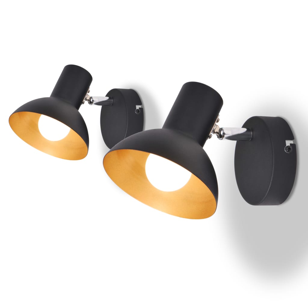 vidaXL Wandleuchten 2 Stk. für 2 Glühlampen E27 Schwarz und Gold
