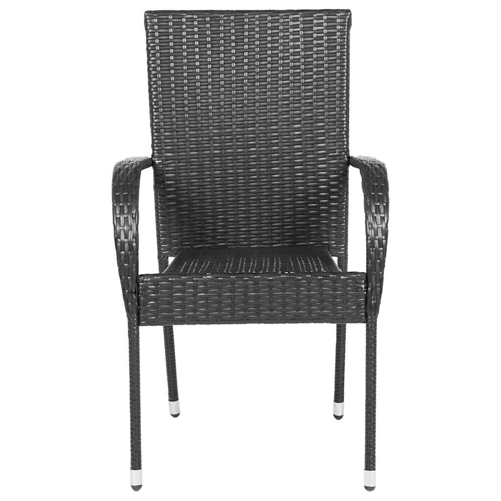 vidaXL Stapelbare Gartenstühle 6 Stk. Poly Rattan Schwarz - Image 3