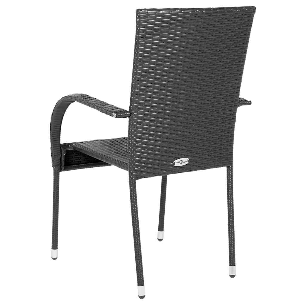 vidaXL Stapelbare Gartenstühle 6 Stk. Poly Rattan Schwarz - Image 5