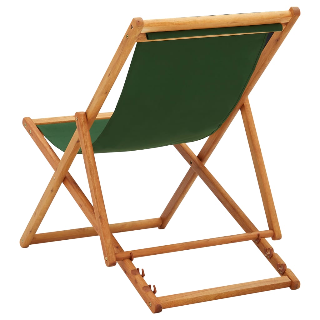 vidaXL Strandstuhl Klappbar Eukalyptusholz und Stoff Grün - Image 4