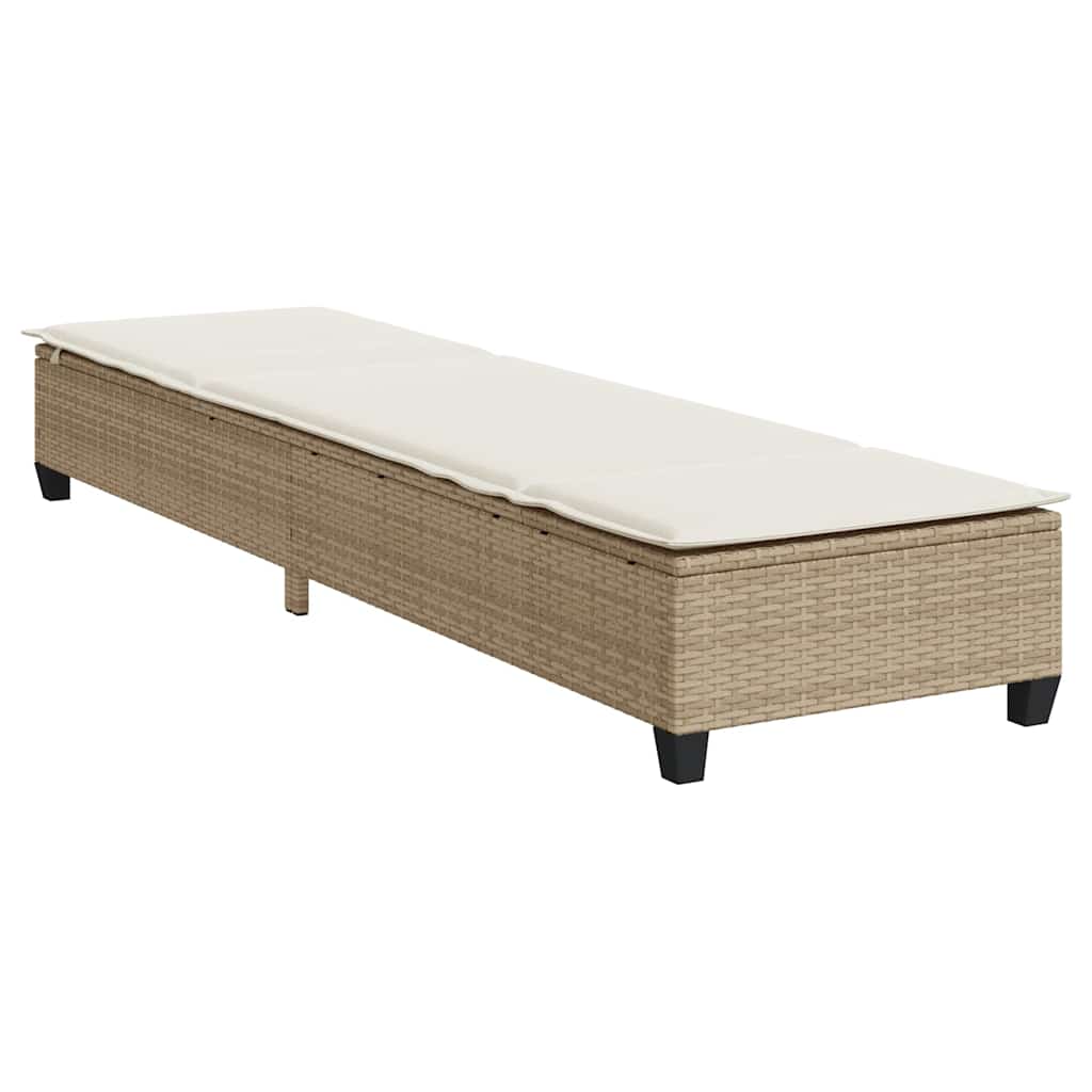 vidaXL Sonnenliege mit Auflagen Beige 55x200x25,5cm Poly Rattan - Image 5