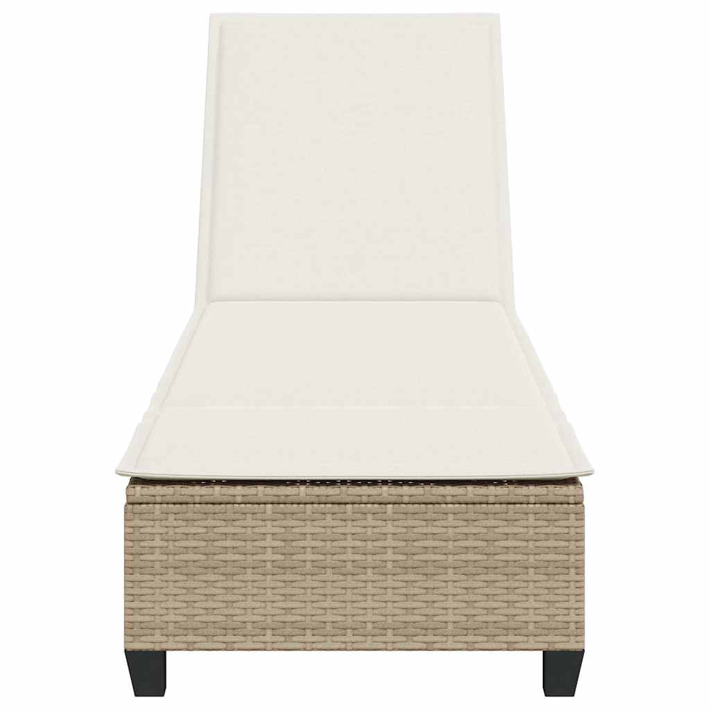 vidaXL Sonnenliege mit Auflagen Beige 55x200x25,5cm Poly Rattan - Image 6
