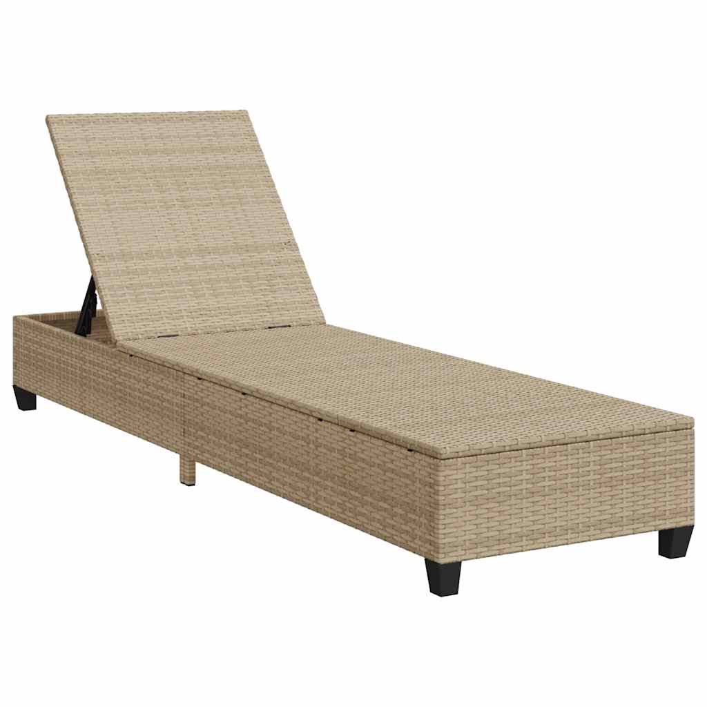 vidaXL Sonnenliege mit Auflagen Beige 55x200x25,5cm Poly Rattan - Image 4