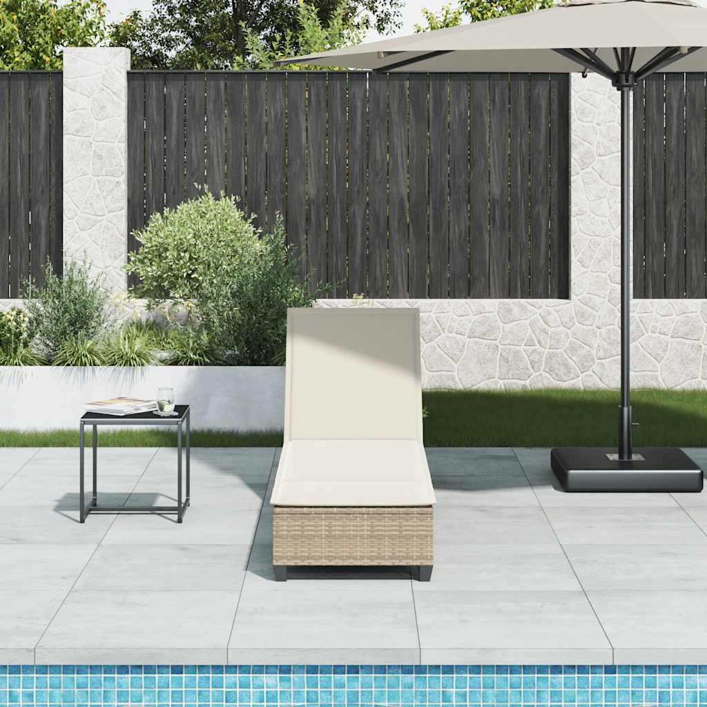 vidaXL Sonnenliege mit Auflagen Beige 55x200x25,5cm Poly Rattan - Image 3