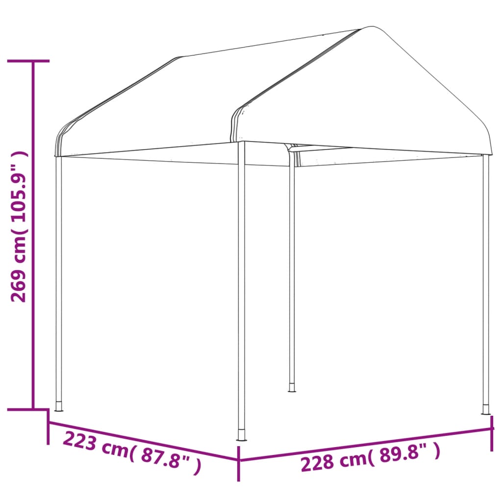 vidaXL Pavillon mit Dach Weiß 4,46x2,28x2,69 m Polyethylen - Image 6