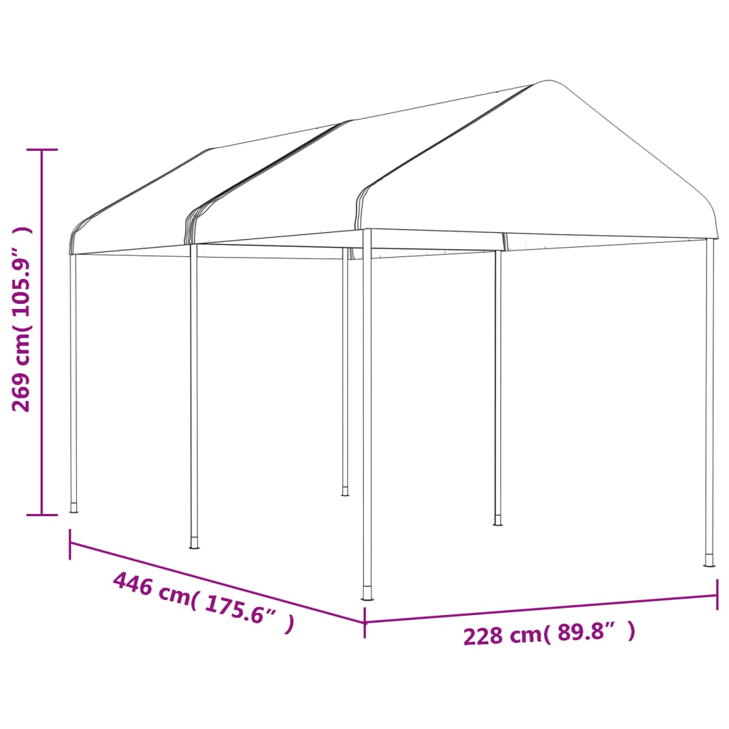 vidaXL Pavillon mit Dach Weiß 4,46x2,28x2,69 m Polyethylen - Image 5
