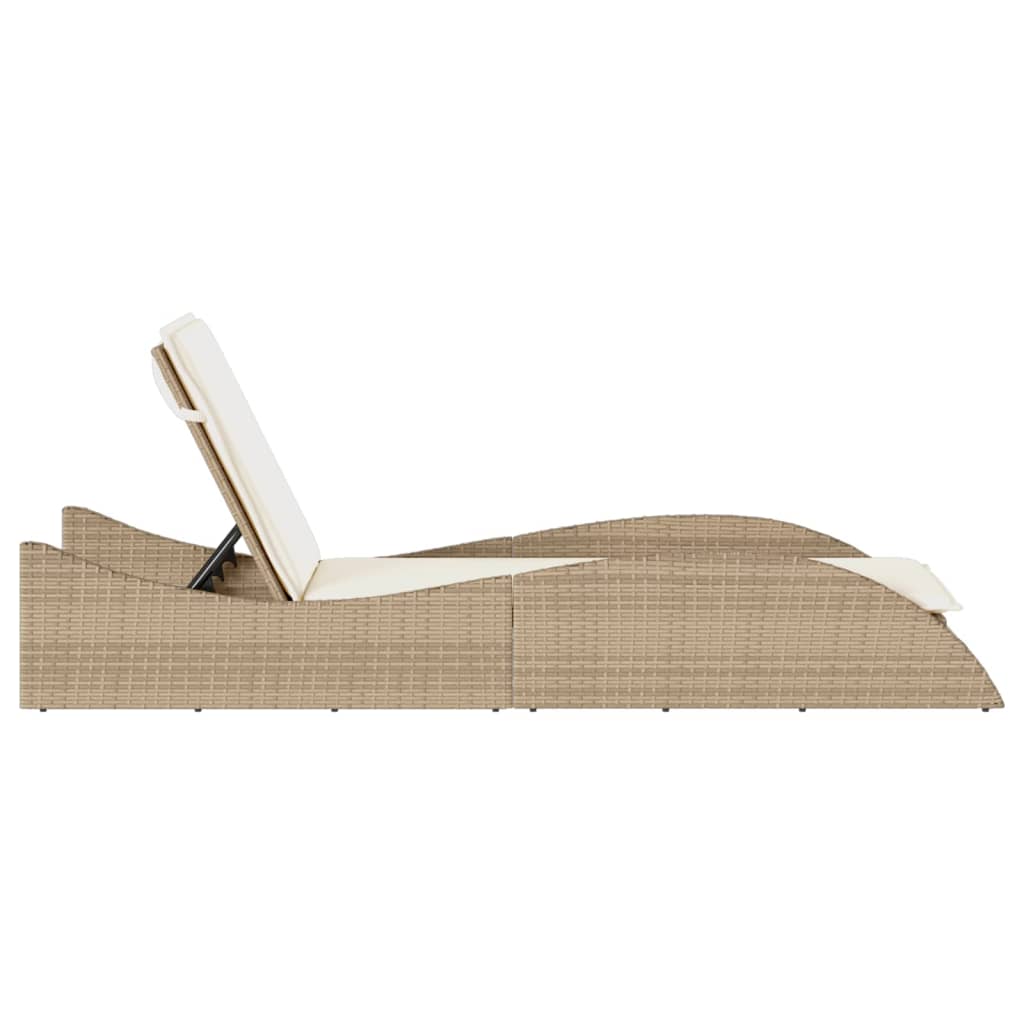 vidaXL Sonnenliege mit Auflage Beige 60x205x73 cm Poly Rattan - Image 5