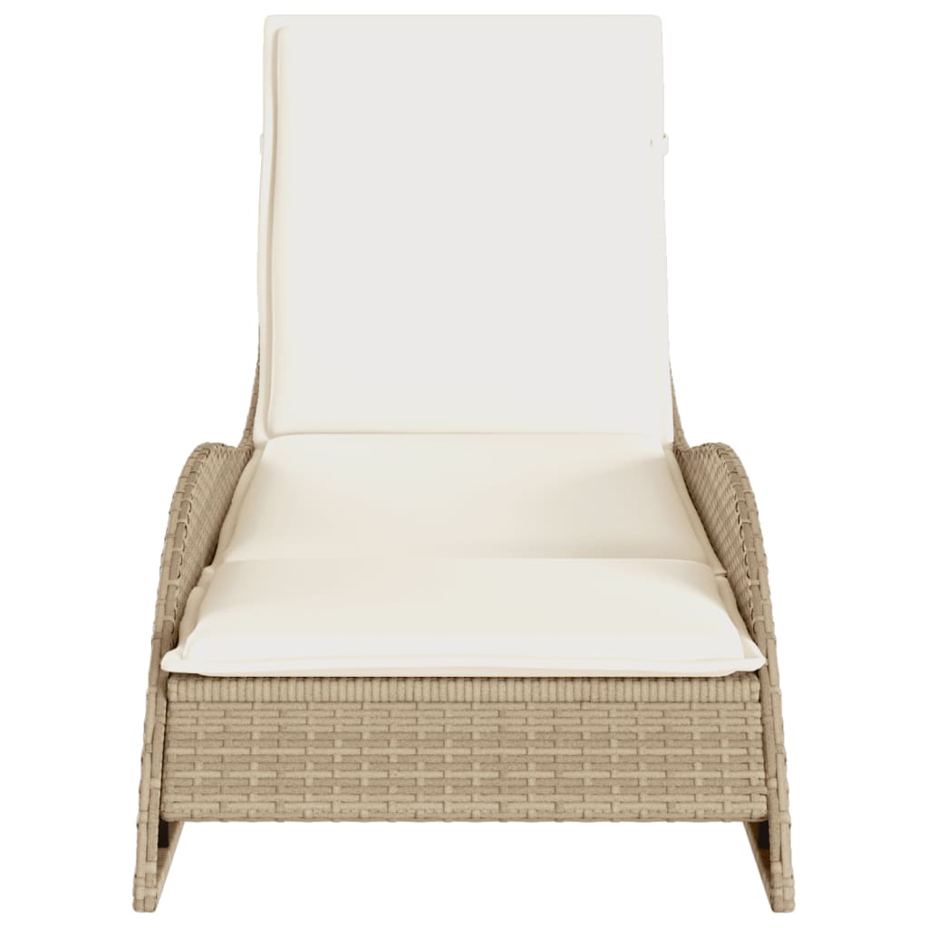 vidaXL Sonnenliege mit Auflage Beige 60x205x73 cm Poly Rattan - Image 4