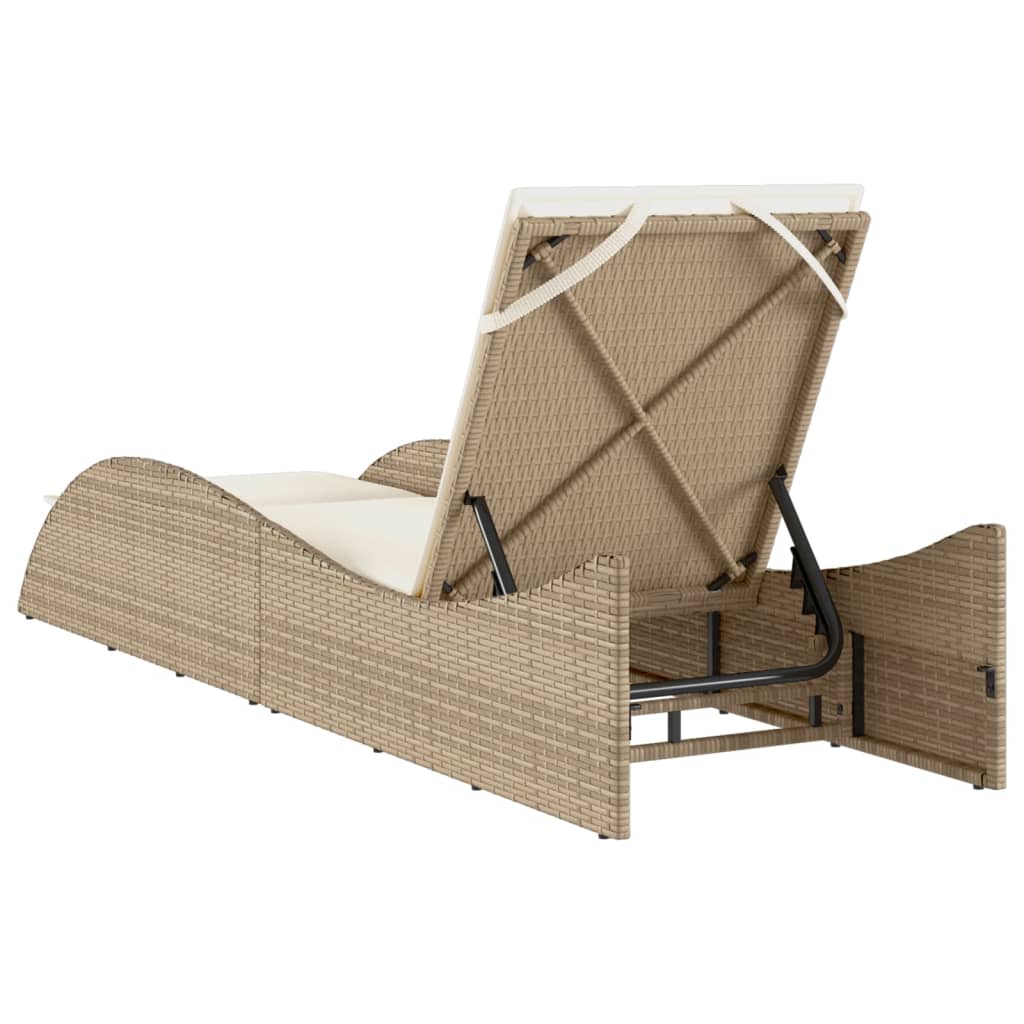 vidaXL Sonnenliege mit Auflage Beige 60x205x73 cm Poly Rattan - Image 6