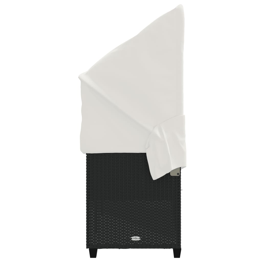 vidaXL Sonnenliege mit Dach und Kissen Schwarz Poly Rattan - Image 6