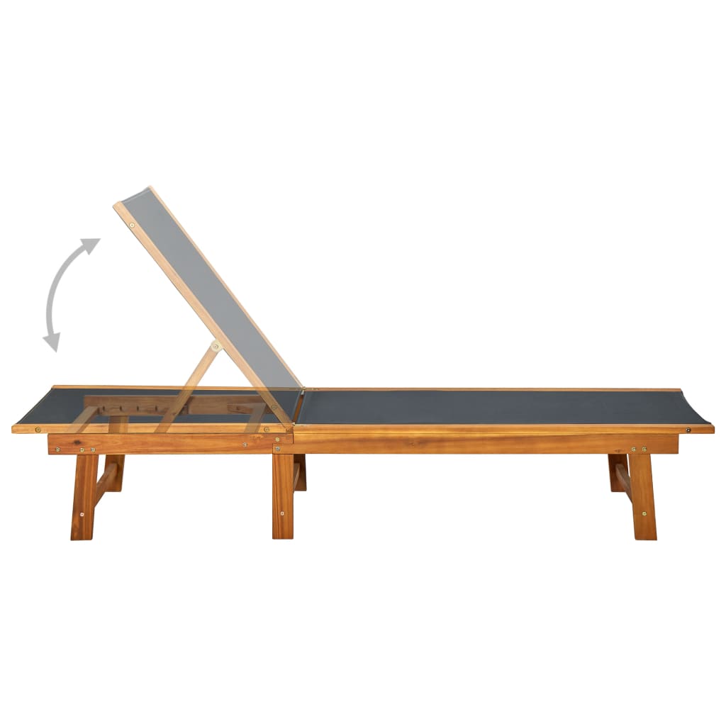 vidaXL Sonnenliege mit Tisch Massivholz Akazie und Textilene - Image 5