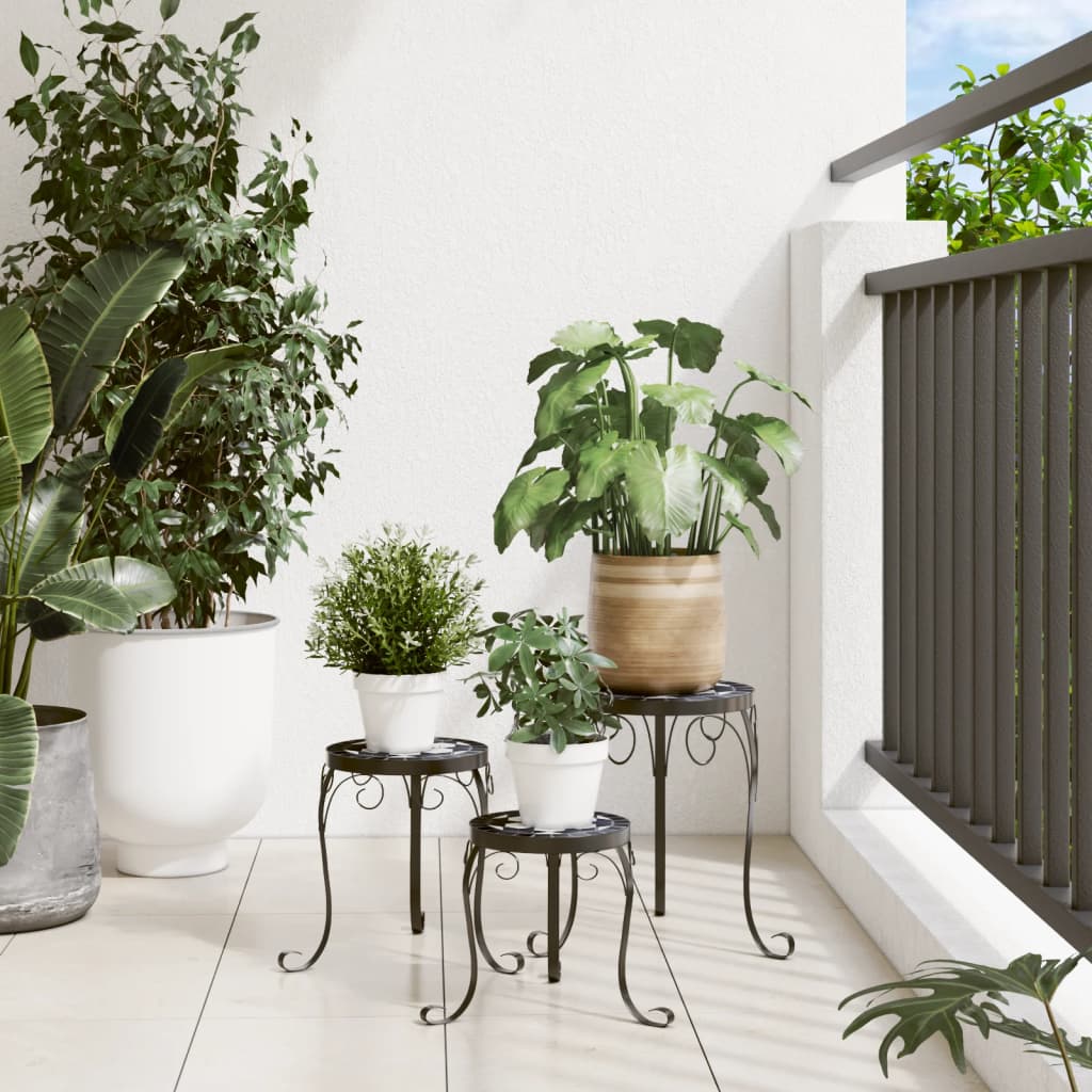 vidaXL Pflanzenständer 3 Stk. Schwarz und Weiß Keramik - Image 3