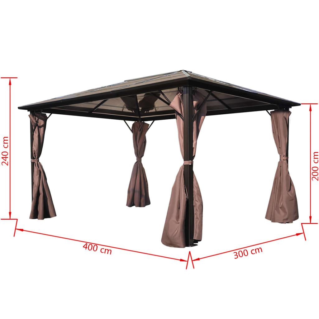 vidaXL Pavillon mit Vorhängen Braun Aluminium 400 x 300 cm - Image 6