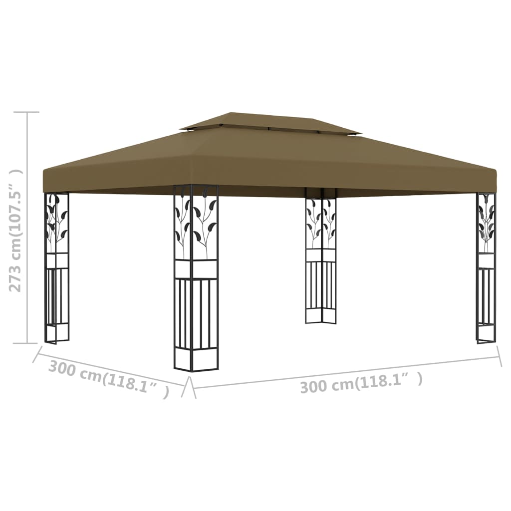 vidaXL Pavillon mit Doppeldach 3x4 m Taupe 180 g/m² - Image 6