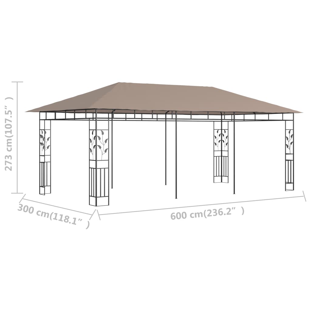 vidaXL Pavillon mit Moskitonetz 6x3x2,73 m Taupe 180 g/m² - Image 6