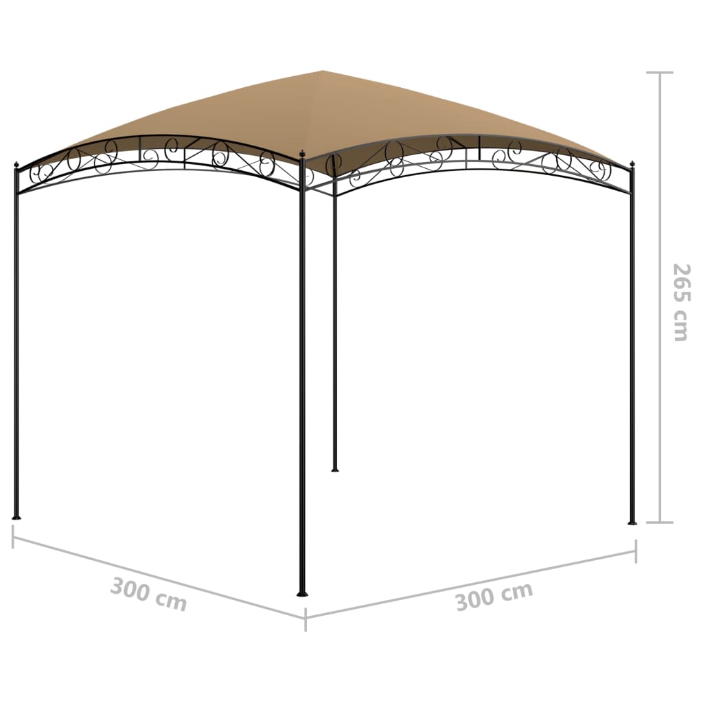 vidaXL Pavillon 3x3x2,65 m Taupe 180 g/m² - Image 5