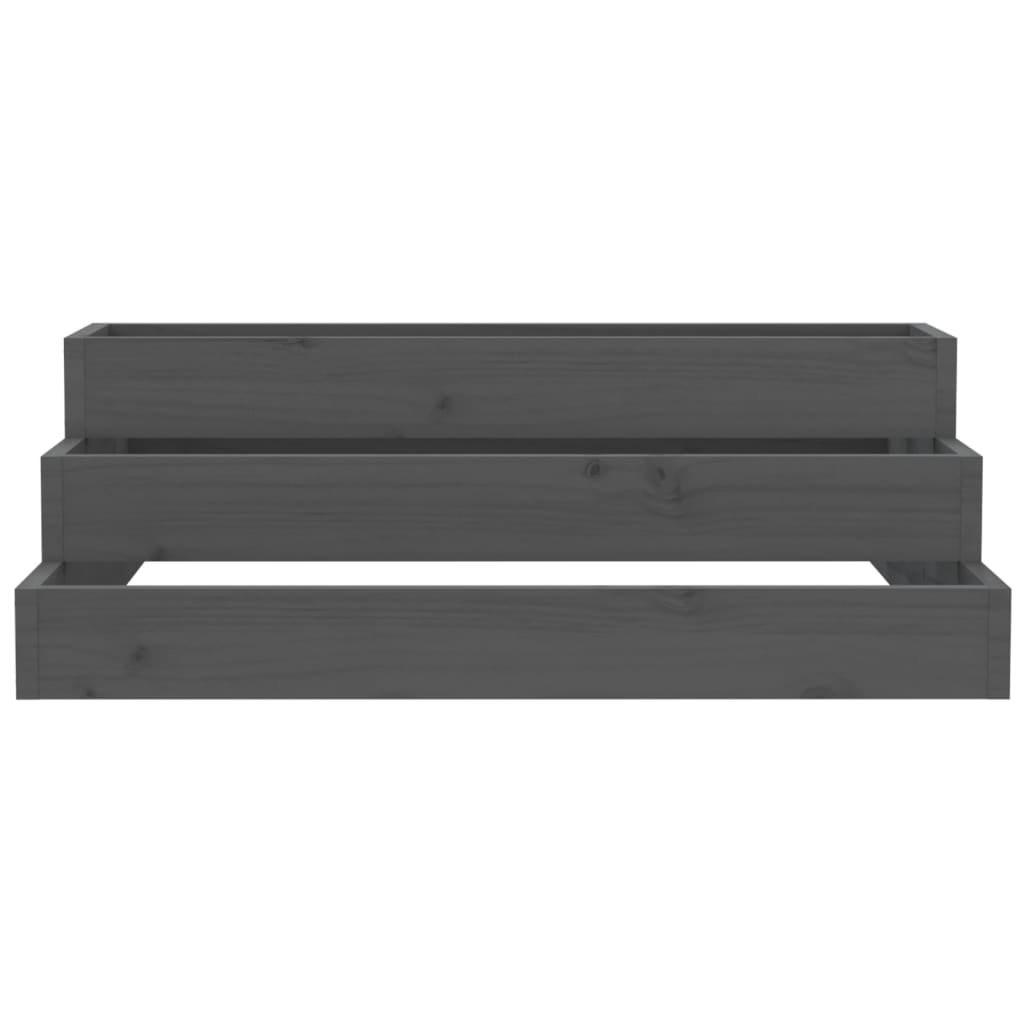 vidaXL Pflanzkübel Grau 80x80x27 cm Massivholz Kiefer - Image 4