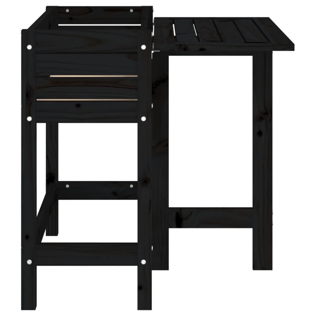 vidaXL Pflanzkasten mit Klappbarer Tischplatte Schwarz Massivholz - Image 5