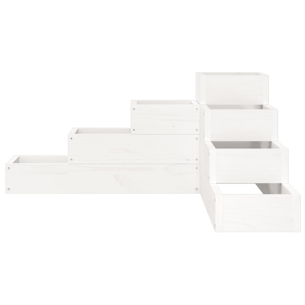 vidaXL Pflanzentreppe 4 Stufen 80,5x79x36 cm Weiß Massivholz Kiefer - Image 4