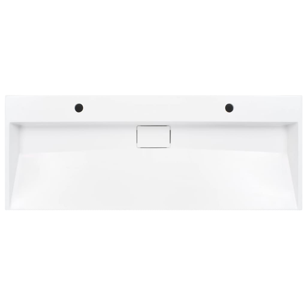 vidaXL Waschbecken 120 x 46 x 11 cm Mineralguss/Marmorguss Weiß - Image 4