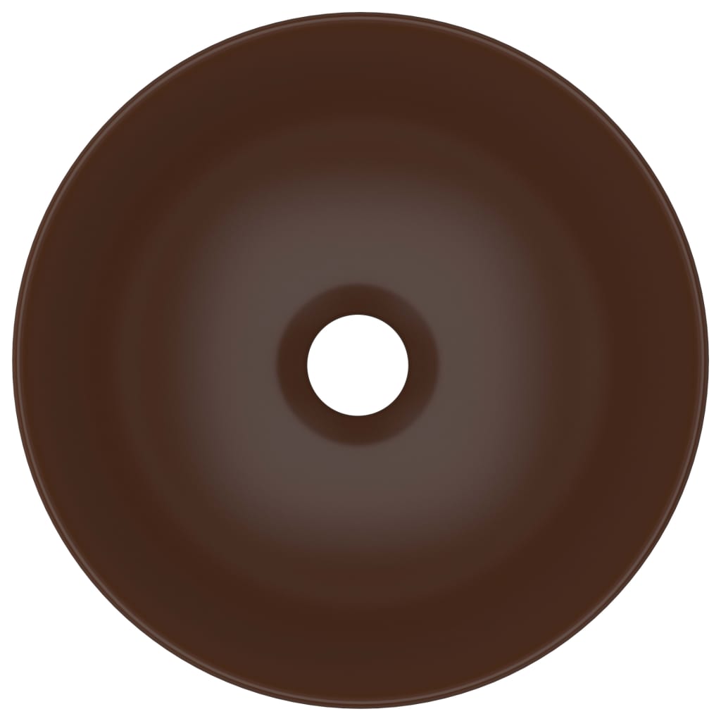 vidaXL Waschbecken Keramik Dunkelbraun Rund - Image 4