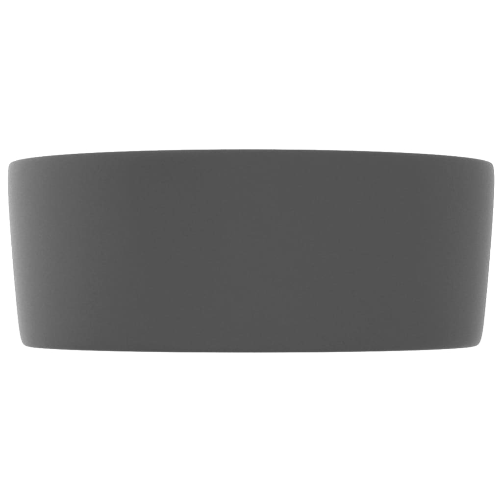 vidaXL Luxuriöses Waschbecken Rund Matt Dunkelgrau 40x15 cm Keramik - Image 4
