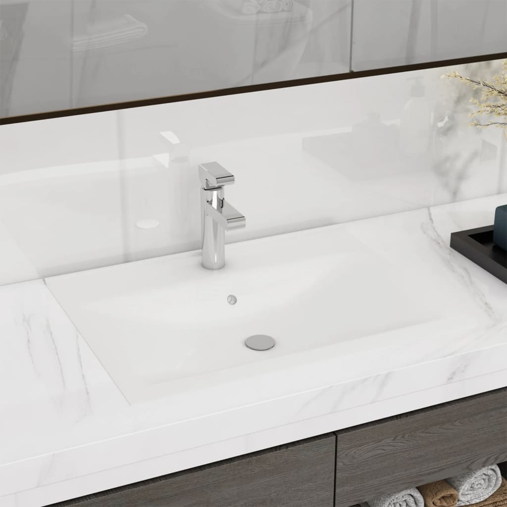 vidaXL Luxus-Waschbecken mit Hahnloch Matt-Weiß 60x46 cm Keramik