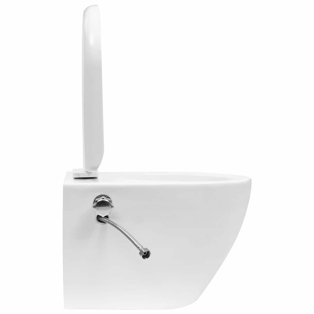 vidaXL Wand-WC ohne Spülrand mit Einbau-Spülkasten Keramik Weiß - Image 4