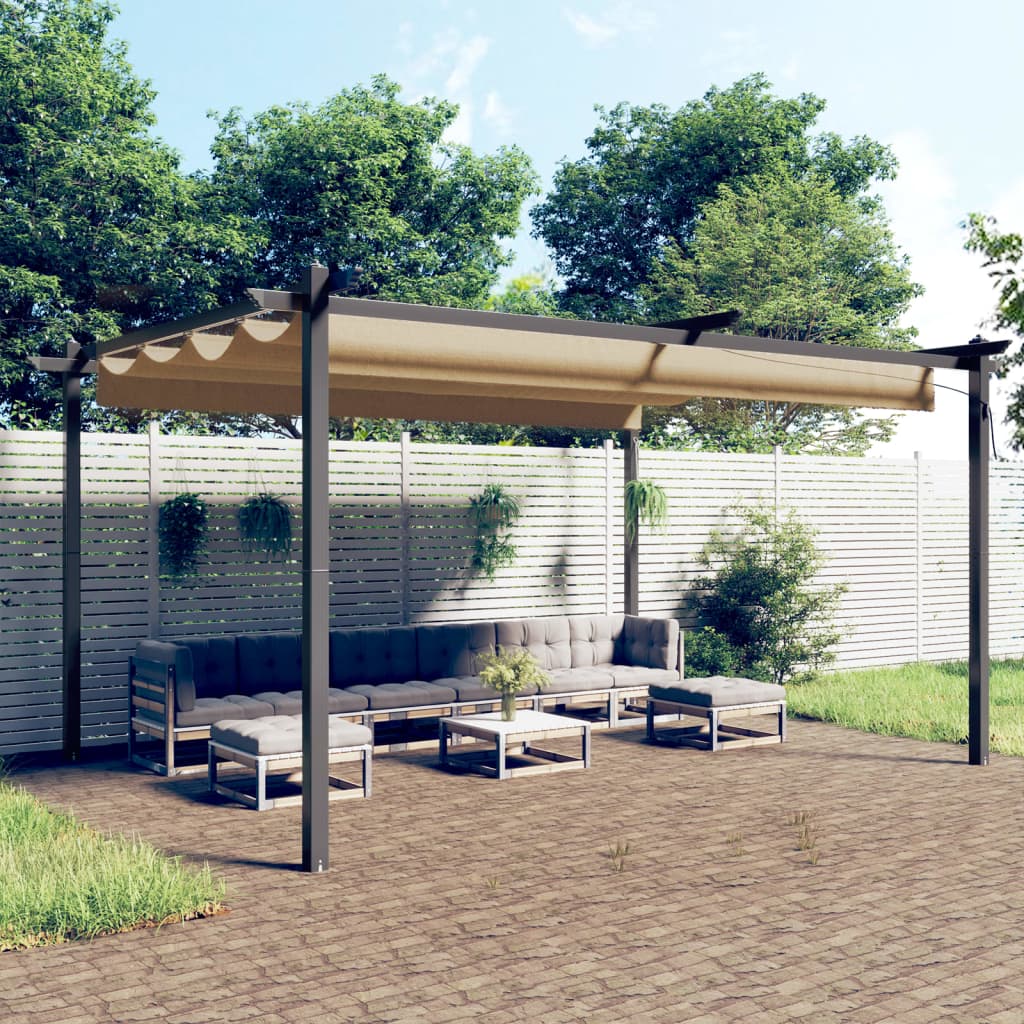 vidaXL Pavillon mit Ausziehbarem Dach 4x3 m Taupe