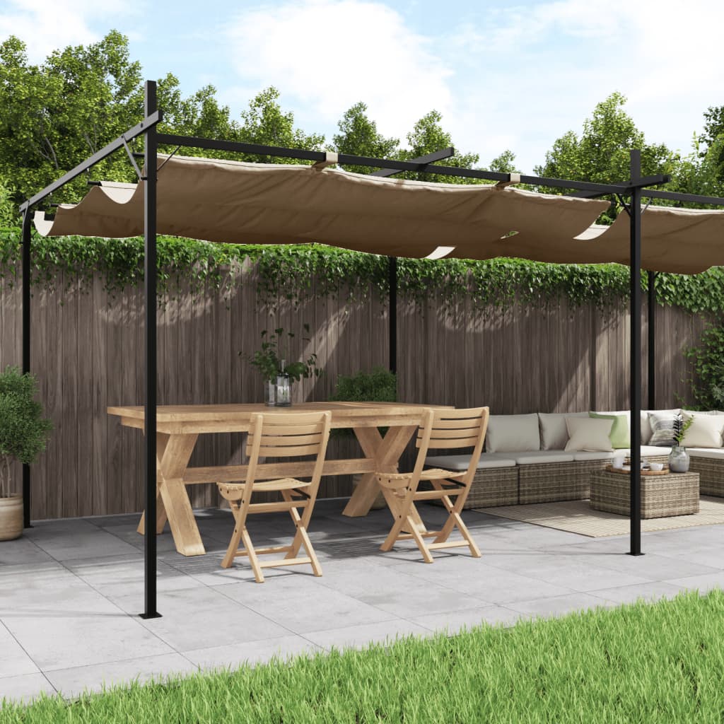 vidaXL Pergola mit Schiebedach Taupe 589x292x230 cm