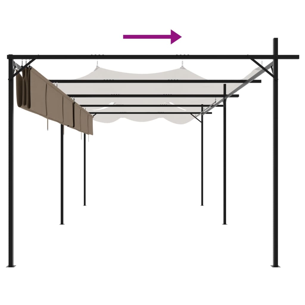 vidaXL Pergola mit Schiebedach Taupe 589x292x230 cm - Image 6