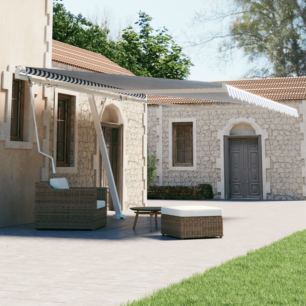 vidaXL Standmarkise Automatisch 450x300 cm Blau/Weiß