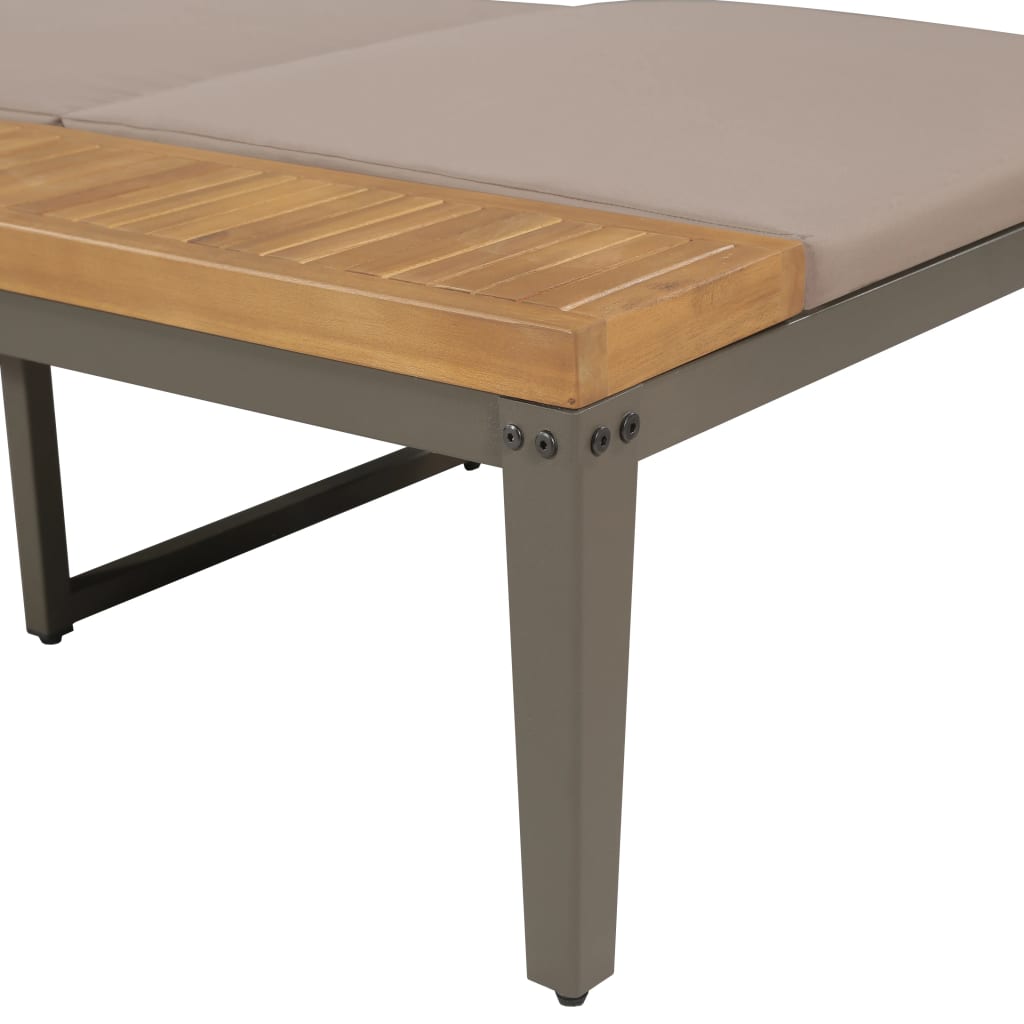 vidaXL Sonnenliege mit Polstern Akazie Massivholz Braun - Image 4