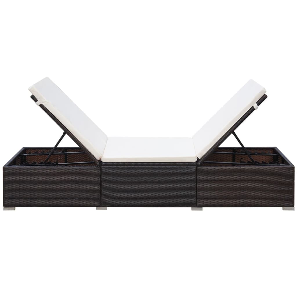 vidaXL Sonnenliege mit Auflage Poly Rattan Braun - Image 4