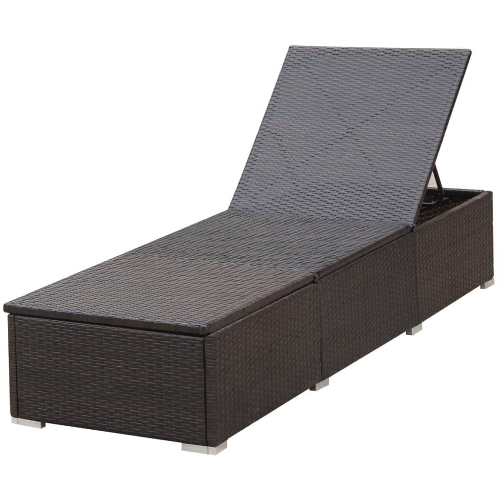 vidaXL Sonnenliege mit Auflage Poly Rattan Braun - Image 6