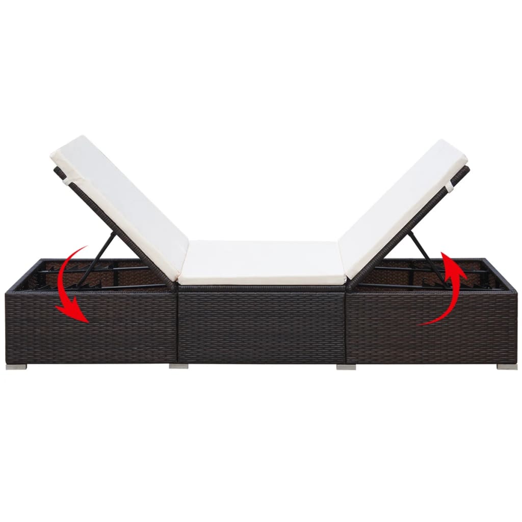 vidaXL Sonnenliege mit Auflage Poly Rattan Braun - Image 5