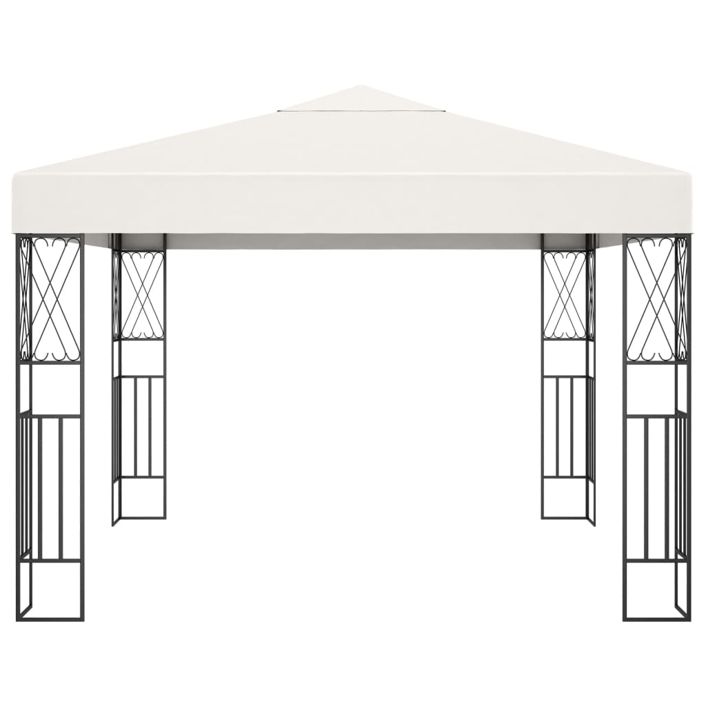 vidaXL Pavillon mit LED-Lichterkette 3x3 m Creme Stoff - Image 4